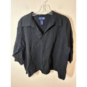 Venezia Jeans Knit Sweater Business Casual Granny Collared Black Size 22/24